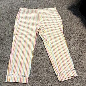 Crown & Ivy Women's Plus Size 20W Striped Capri Pants White Pink Yellow Blue